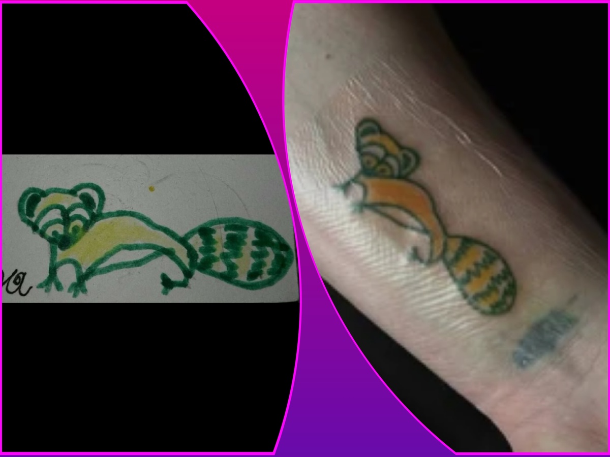 Енотик: детский рисунок VS татуировка