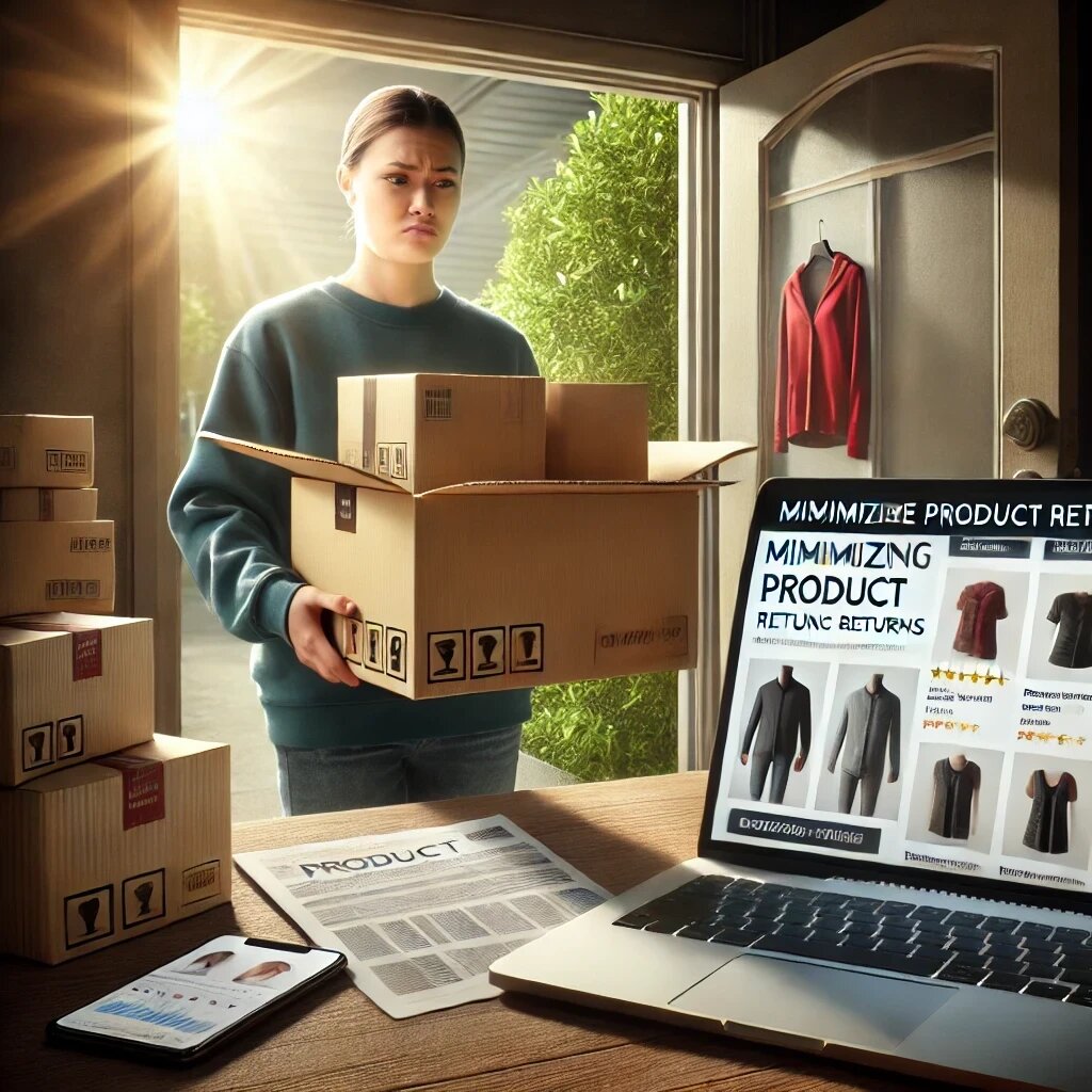 передает атмосферу онлайн-шопинга и акцентирует внимание на процессе минимизации возвратов