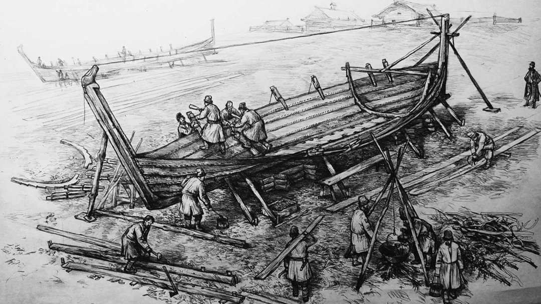 Строительства коча. Рис. А. Кухтерина