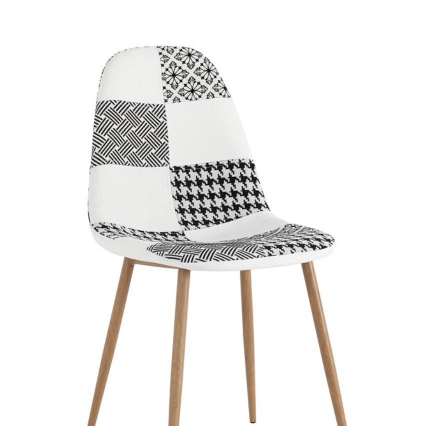 Стул "Валенсия" пэчворк черно-белый, ножки металл под дерево