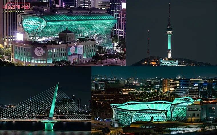 В наступающем новом году Сеул украсили в оттенки Северного сияния Green Aurora, он символизирует "долгий летний сезон" и спокойствие (фото с сайта travel.yandex.ru) 