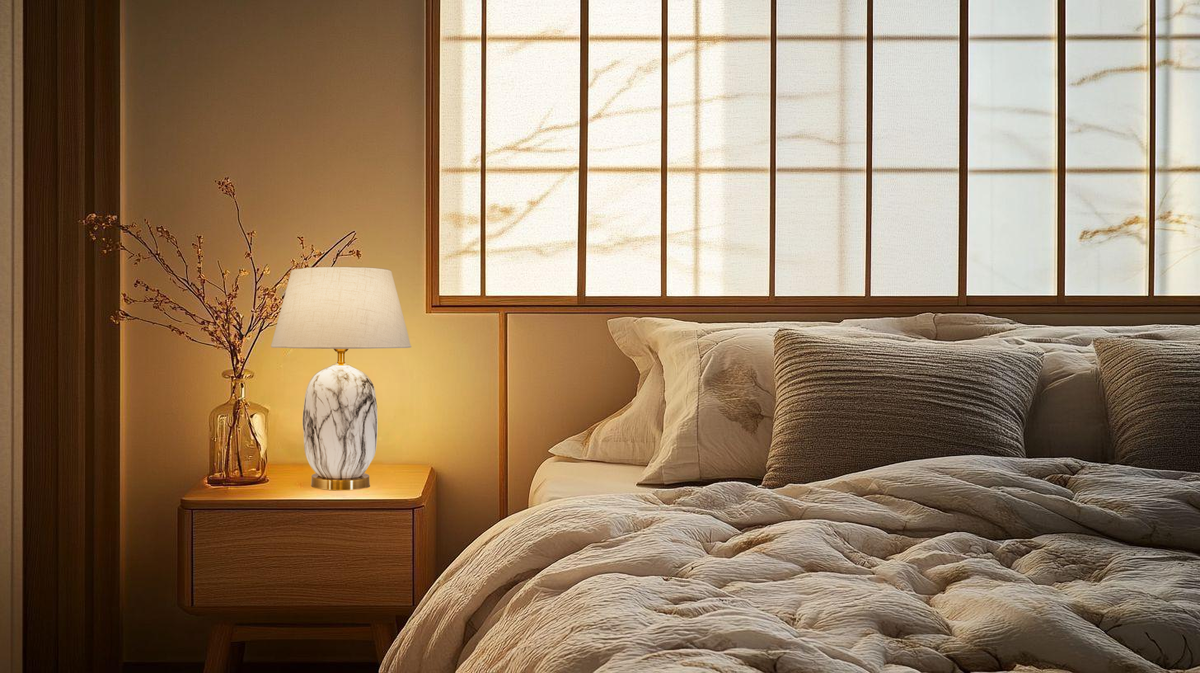 Настольная лампа SARIN в интерьере спальни