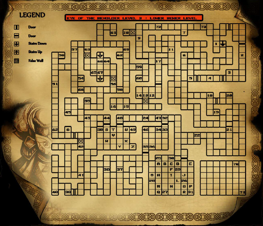 Карта одного из уровней Eye of the Beholder