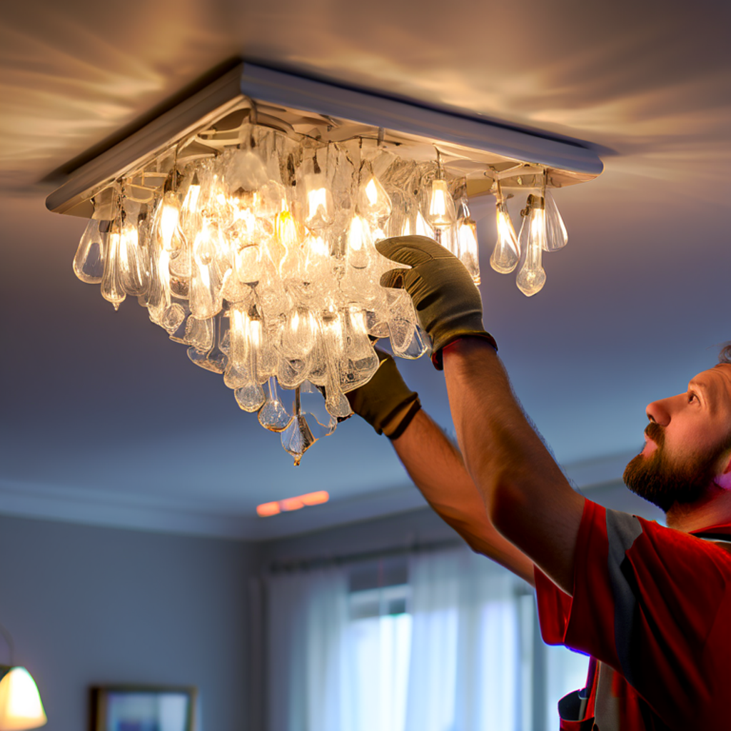 Установка люстры на натяжной потолок: цена за работу в Новосибирске