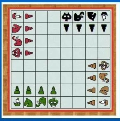 В игре для четырех игроков использовались комплекты фигур четырех цветов, каждый из которых принадлежал к определенной касте: боевые колесницы (рахта), слоны (хасти), конницы (ашва) и пешие воины (падати). 