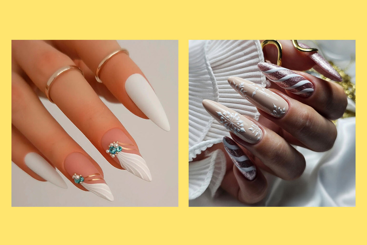    Дорого-богато: как сделать новогодний маникюр с золотом, стразами и блёстками — 20+ идей с фото