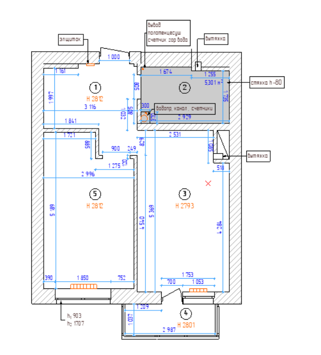 Обмерочный план для дизайн-проекта