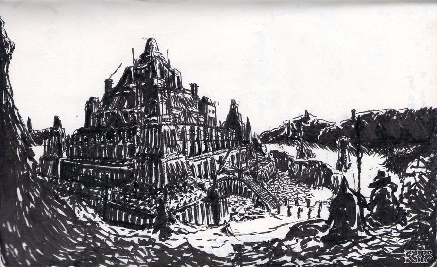 Набросок Жарр Наггрунда, главной цитадели-зиккурата гномов хаоса. 
Источник - https://www.deviantart.com/knightinflames/art/Zharr-Naggrund-209703350