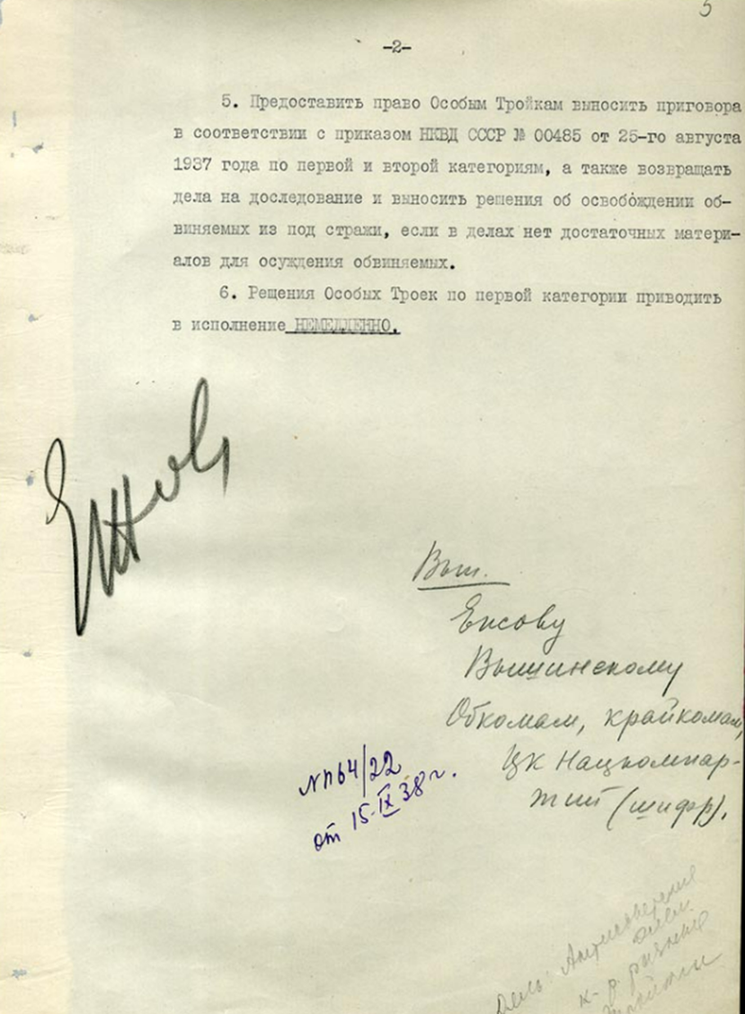 Рисунок 1. Постановление ЦК ВКП(б) от 15 августа 1938 г.