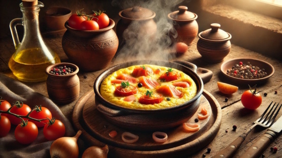    Готовим в горшочках: омлет с горбушей и помидорами Виктория Шварц