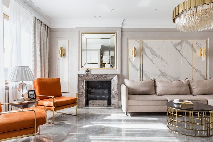 Мрамор в интерьере (фото: rok.ooo)