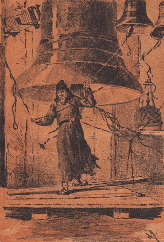 А. Янов. Звонарь на колокольне. 1890-е гг. Изображение из открытых источников.