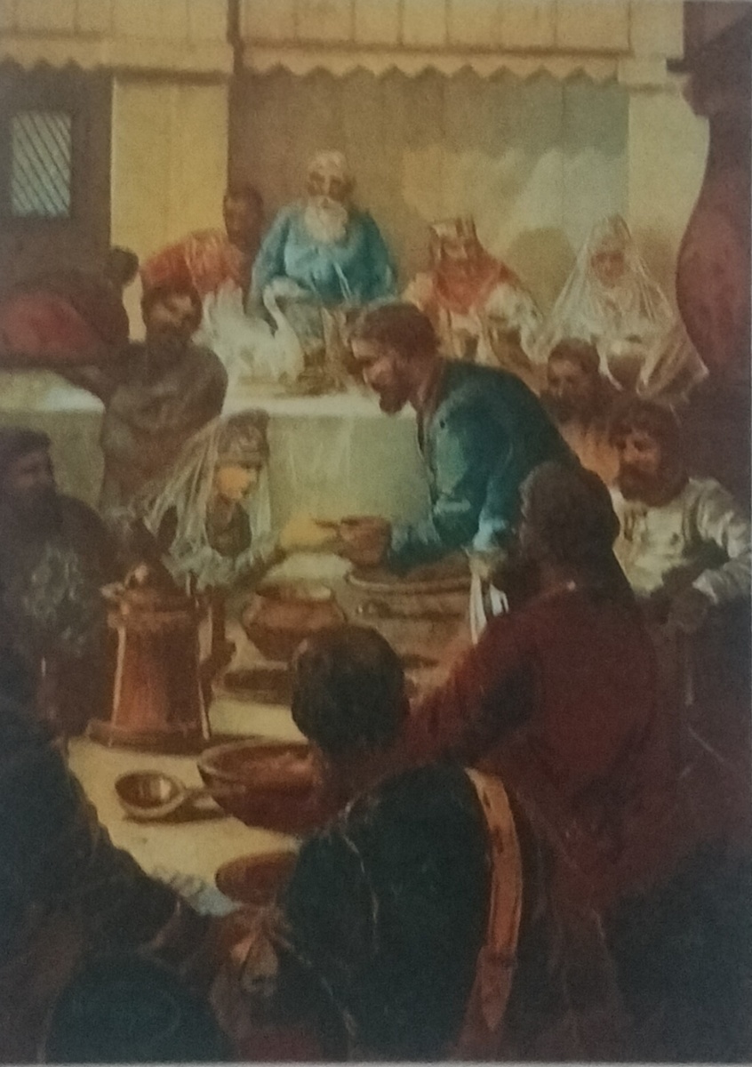 Пир у князя Владимира, иллюстрация к былине "Добрыня Никитич и Змей Горыныч".