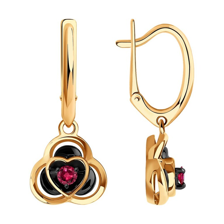 Серьги из золота с рубинами 