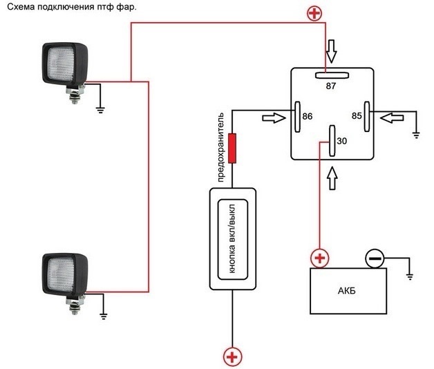 Схема подключения с кнопкой