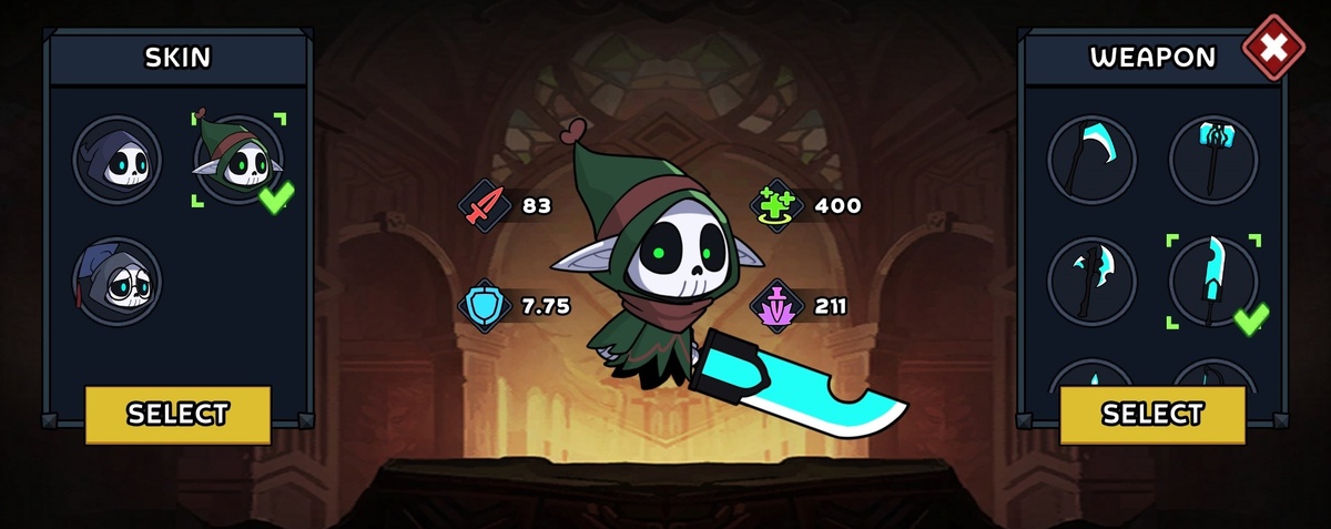 Инвентарь игрока с приобретёнными в магазине скинами и оружием.