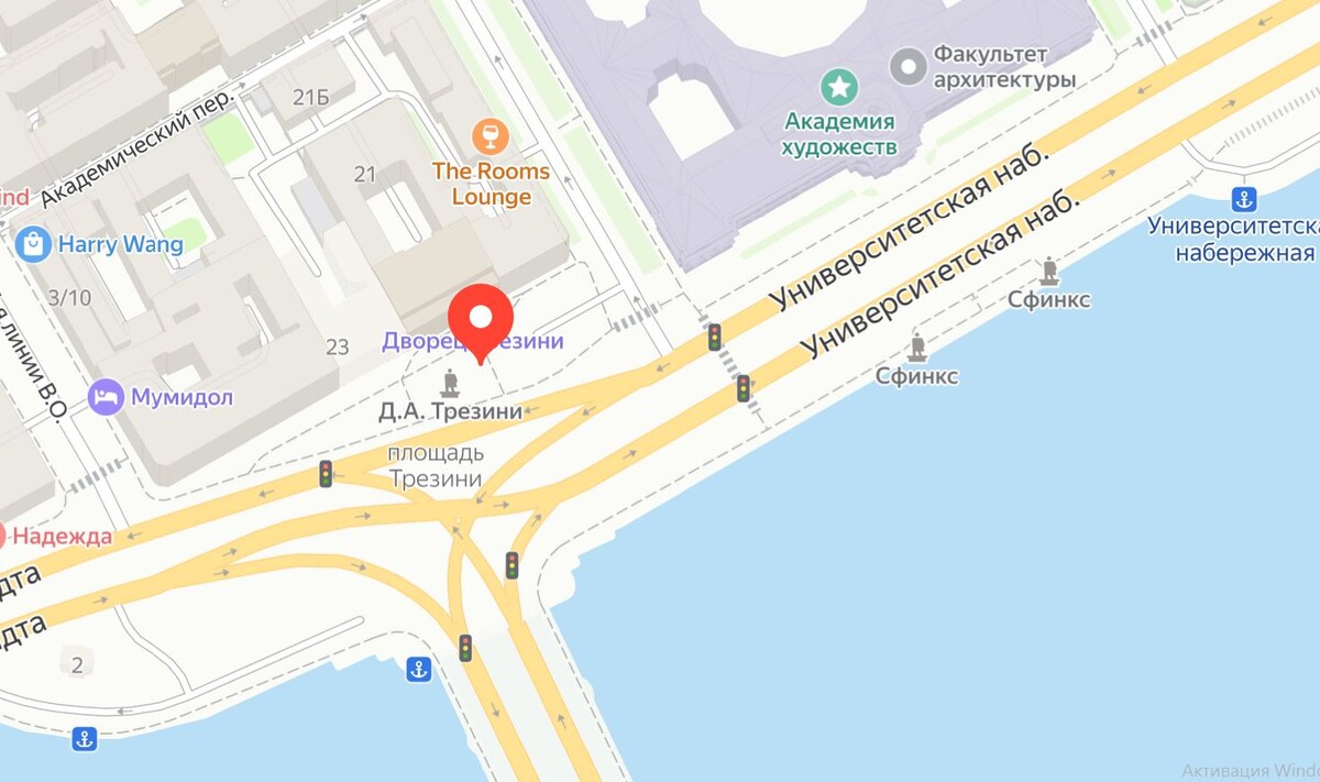 Яндекс Карты Санкт-Петербург Место установки памятника Д.А.Трезини