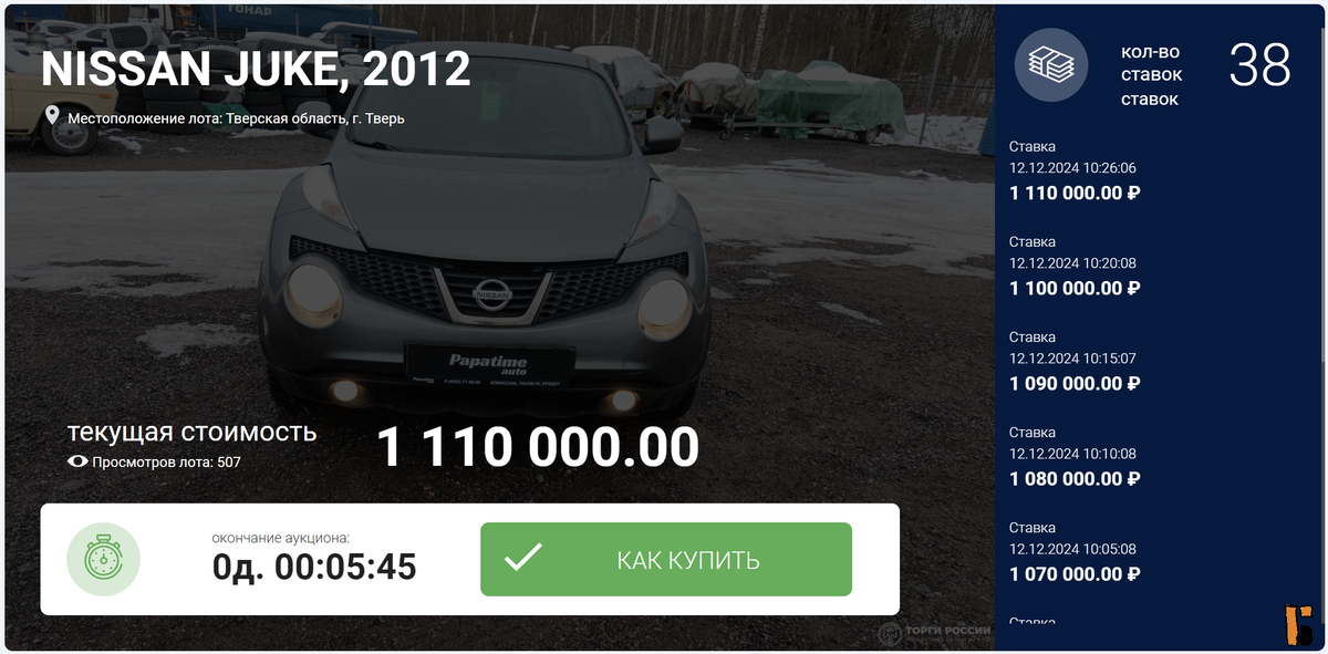 Ниссан Жук с экспресс-аукциона