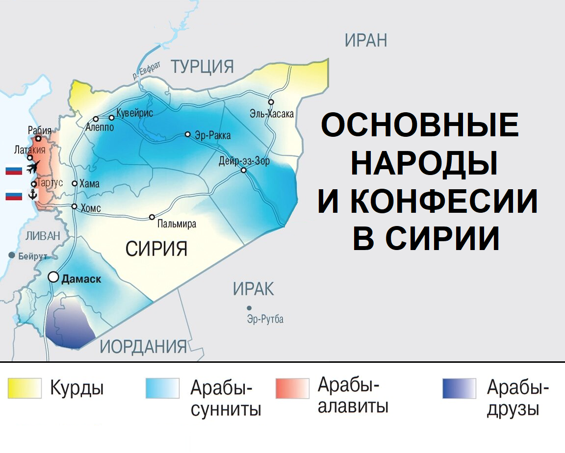Этническая и религиозная карта Сирии (изображение взято из открытых источников)