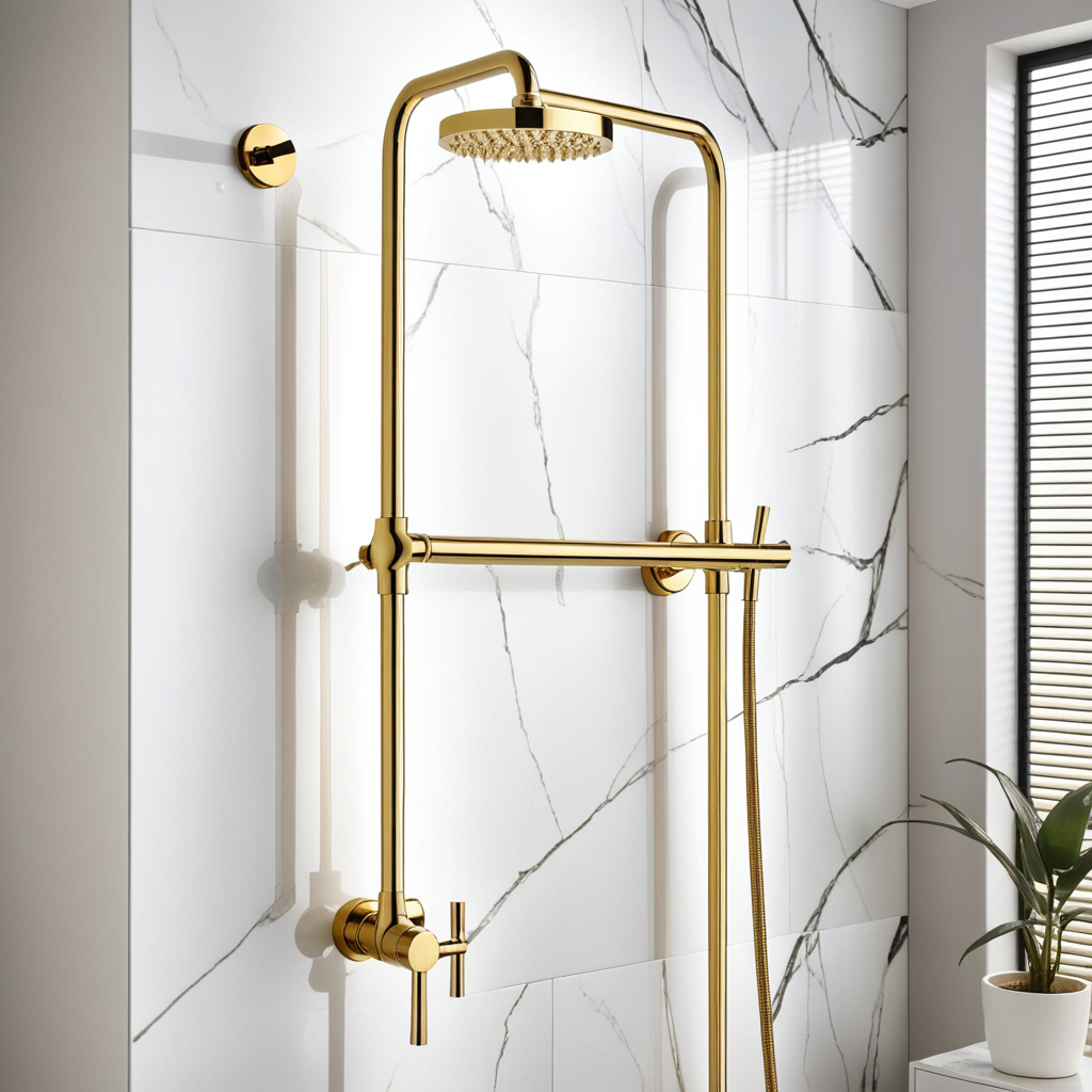 Золотая душевая стойка