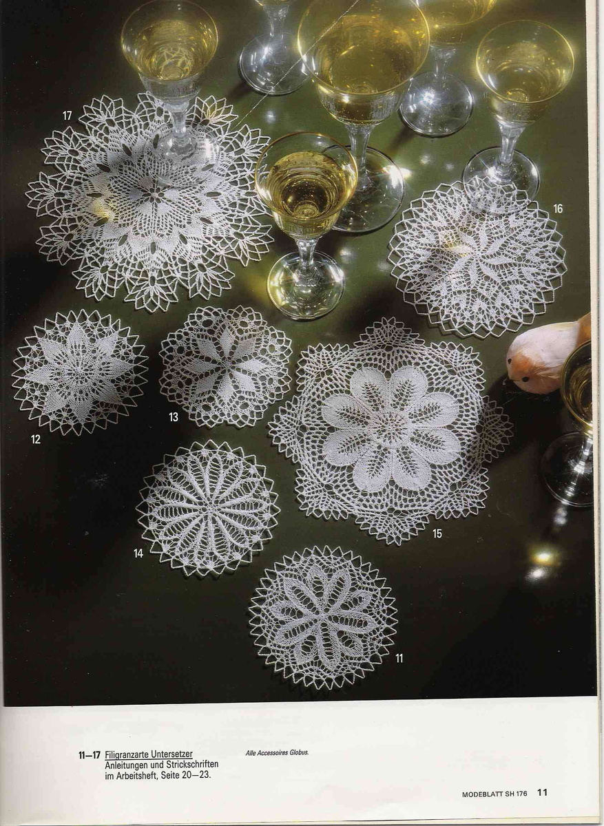 Кружевные салфетки спицами