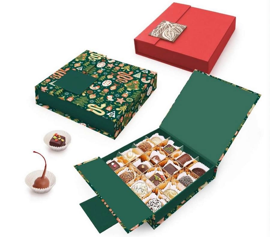 Конфеты ручной работы в дизайнерских коробках на Новый год 2025