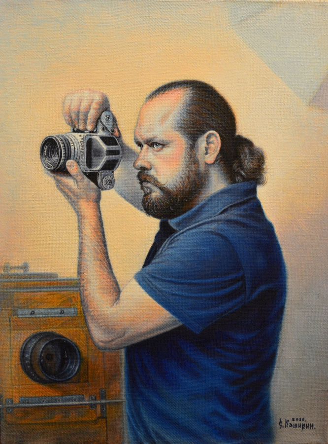 Портрет фотографа. (40x30см.) Холст, масло.