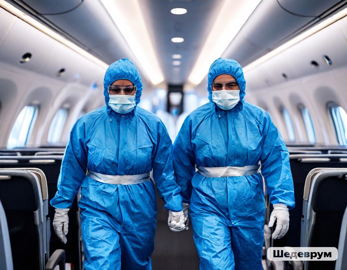 Бортпроводники после обнаружения пассажира с признаками инфекционного заболевания