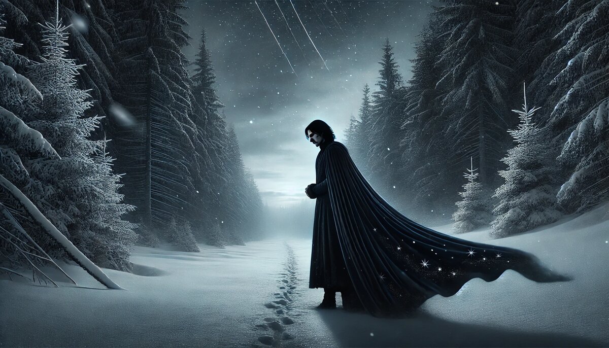 Заснеженный лес и угасшие крылья: Летун, утративший мелодию, бродит в тишине ночи