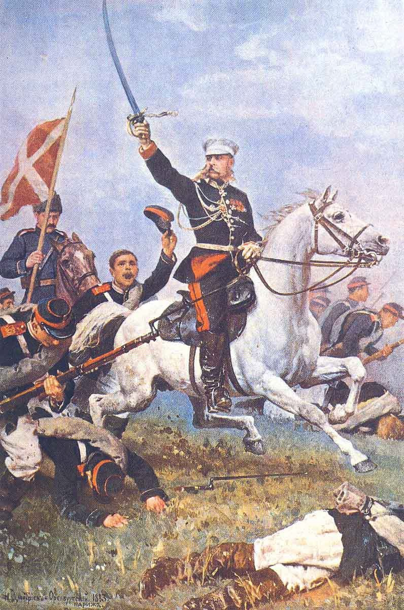 Генерал Н. Д. Скобелев на коне.