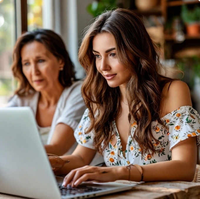 Вика показывает маме объявление