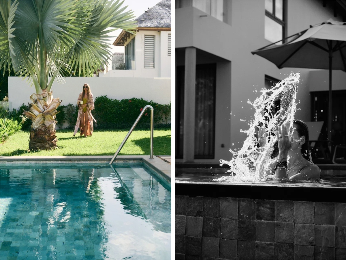     Юлия Беляева в купальнике и кимоно Pache / Вилла отеля Anantara Iko Mauritius Resort & Villas