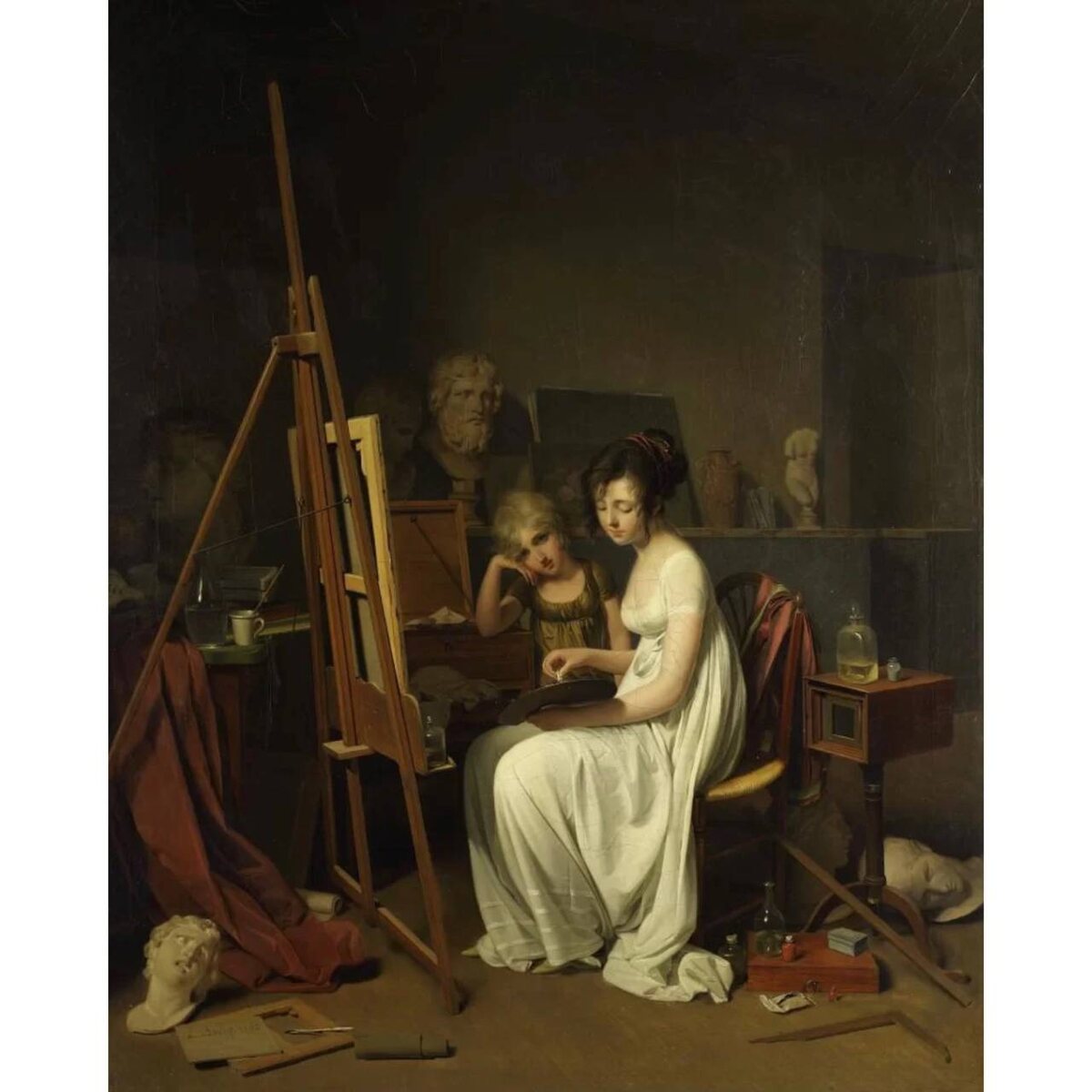 Луи Леопольд Буальи. Мастерская художницы. 1800. Картину можно увидеть в Главном здании Пушкинского музея (Волхонка, 12).
