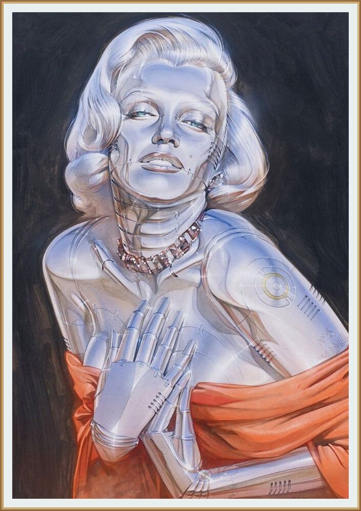 КАРТИНА ЯПОНСКОГО ХУДОЖНИКА ХАДЗИМЭ СОРАЯМО / 空山 基 /  Hajime Sorayama из его серии " ЖЕНЩИНЫ- РОБОТЫ " / ГИНОИДЫ