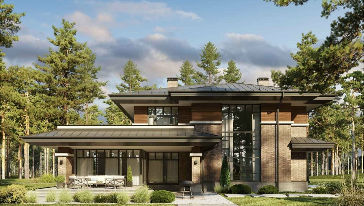 Дом в райтовском стиле с применением Васту дизайна