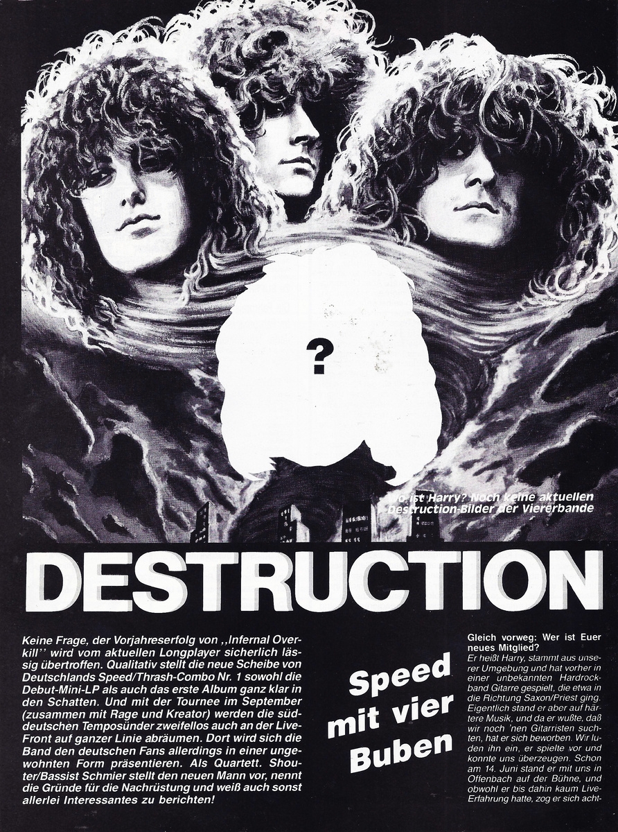 А где же Гарри? Пока фотографий Destruction в составе с четырьмя музыкантами нет