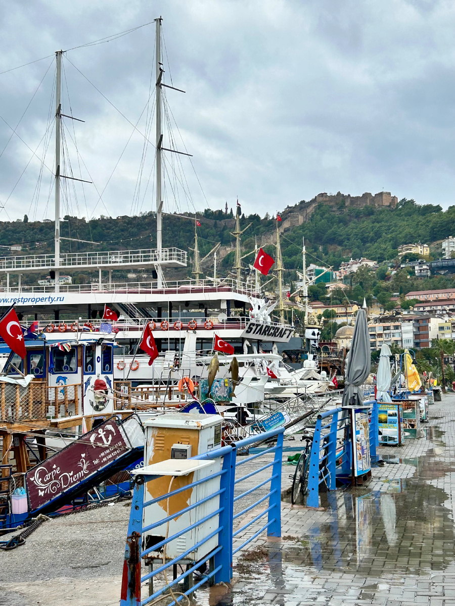 Яркие приключения в порту Алании: море, корабли, флаги.