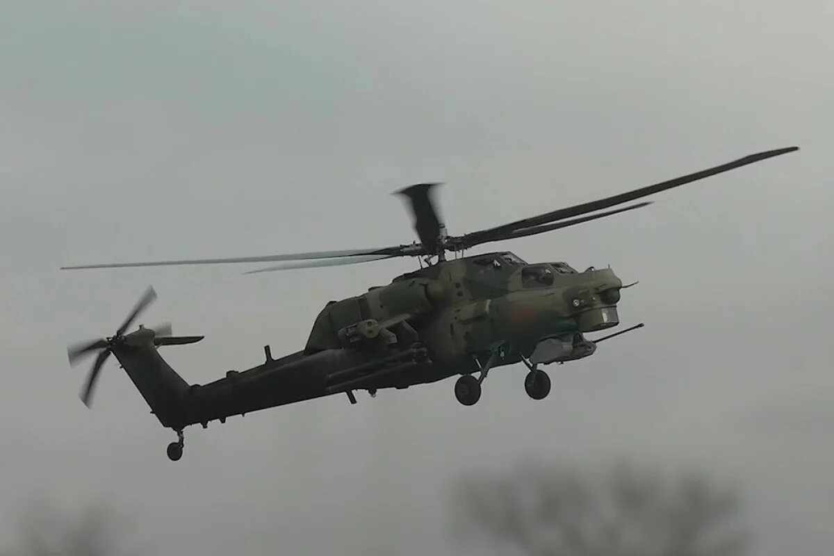   Ми-28НМ уничтожил опорный пункт с боевиками и машины ВСУ под Курском