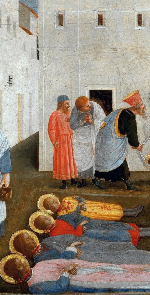 ▪️Фра Беато Анджелико. Погребение святых Косьмы и Дамиана. Алтарь монастыря Сан Марко, 1440. Национальный музей Сан Марко, Флоренция. 