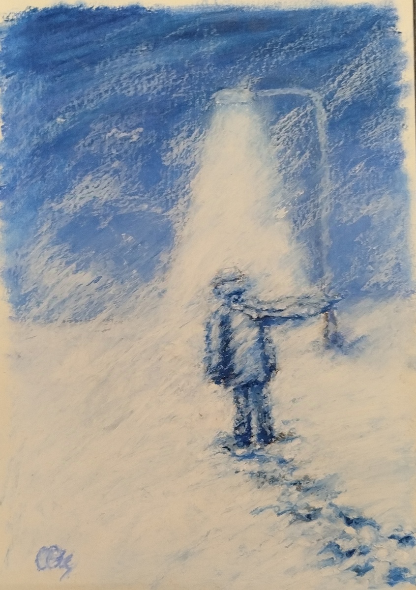 "Снег" Хазова/Попова, 2024, масляная пастель, бумага