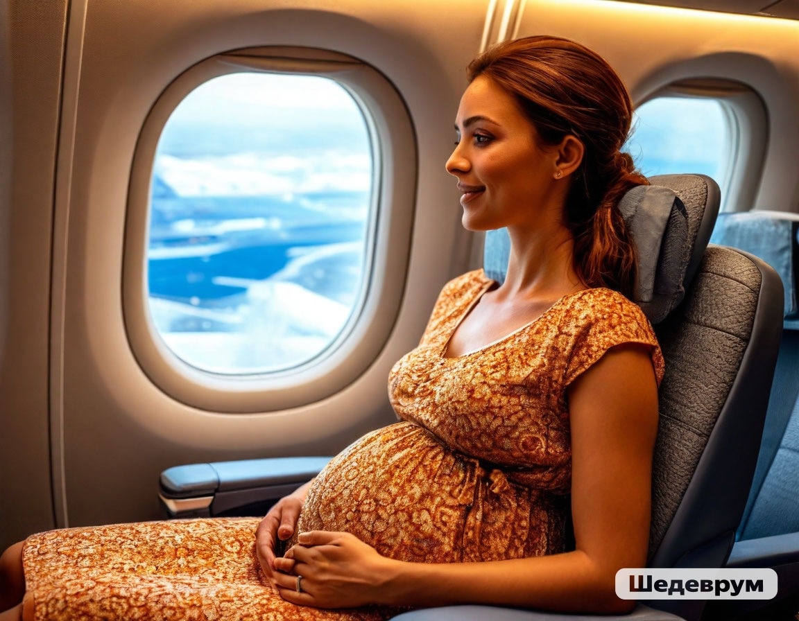 Беременная женщина в полете 