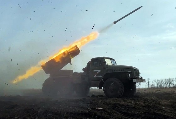    Боевая работа системы залпового огня «Град» в зоне СВО