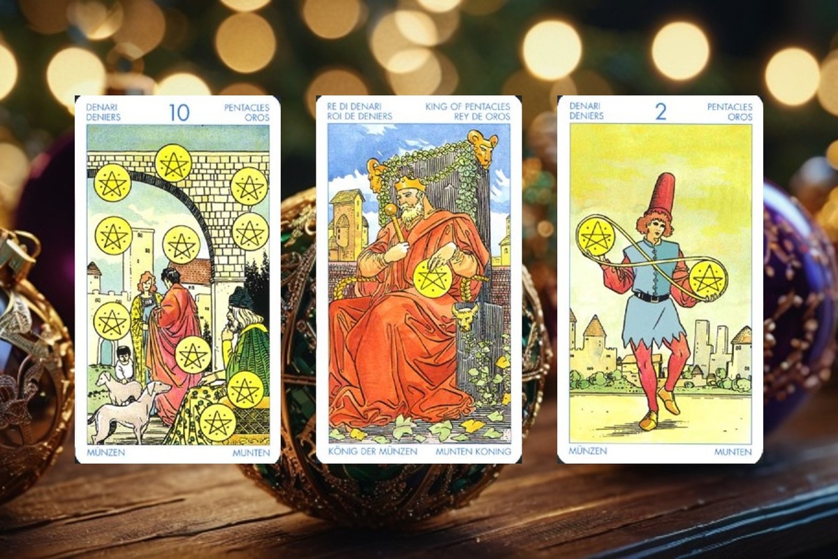 1. 10 Пентаклей. 2. Король Пентаклей. 3. 2 Пентаклей.