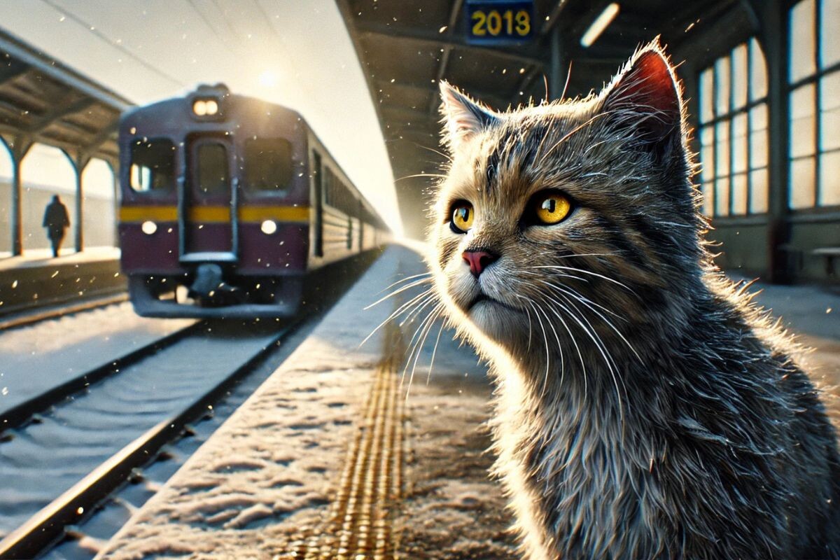 Кот на платформе 