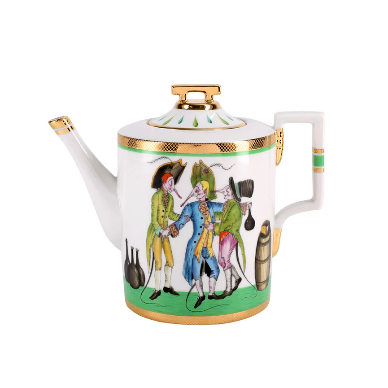 Чайник из сервиза «Крысята-воришки» на форме «Гербовая». ИФЗ. Автор росписи Михаил Михайлович Шемякин. Фото: ipm.ru. 71 070 руб.
