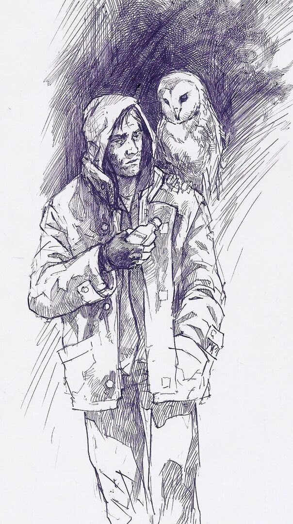 Примерно такой товарищ, только без совы. Впрочем, Ольга могла и скрыться от глаз... источник картинки https://bgbug.ru/nochnoj-dozor-art