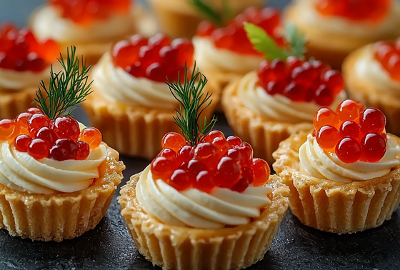    Тарталетки с икрой и сливочным муссом на праздничный стол