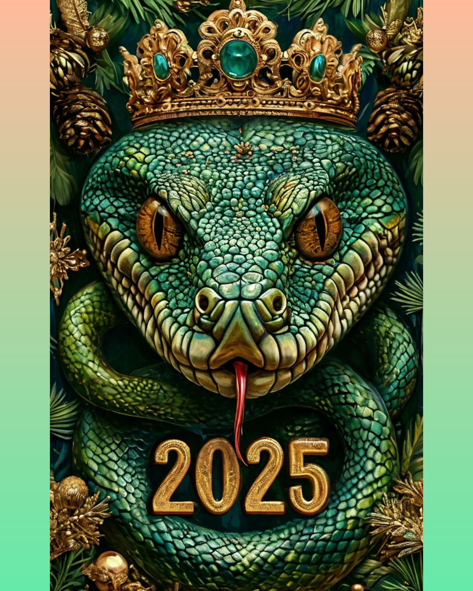Год змеи 2025. Картинка Автора с помощью ИИ