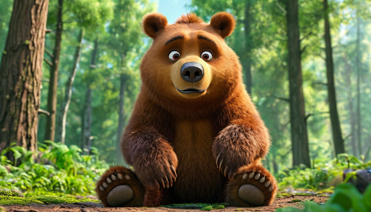  Медведь Миша смотрит на лапы 