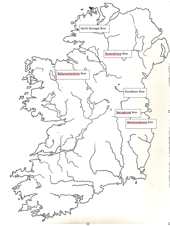 На карте помечены места, где были найдены луки бронзового века